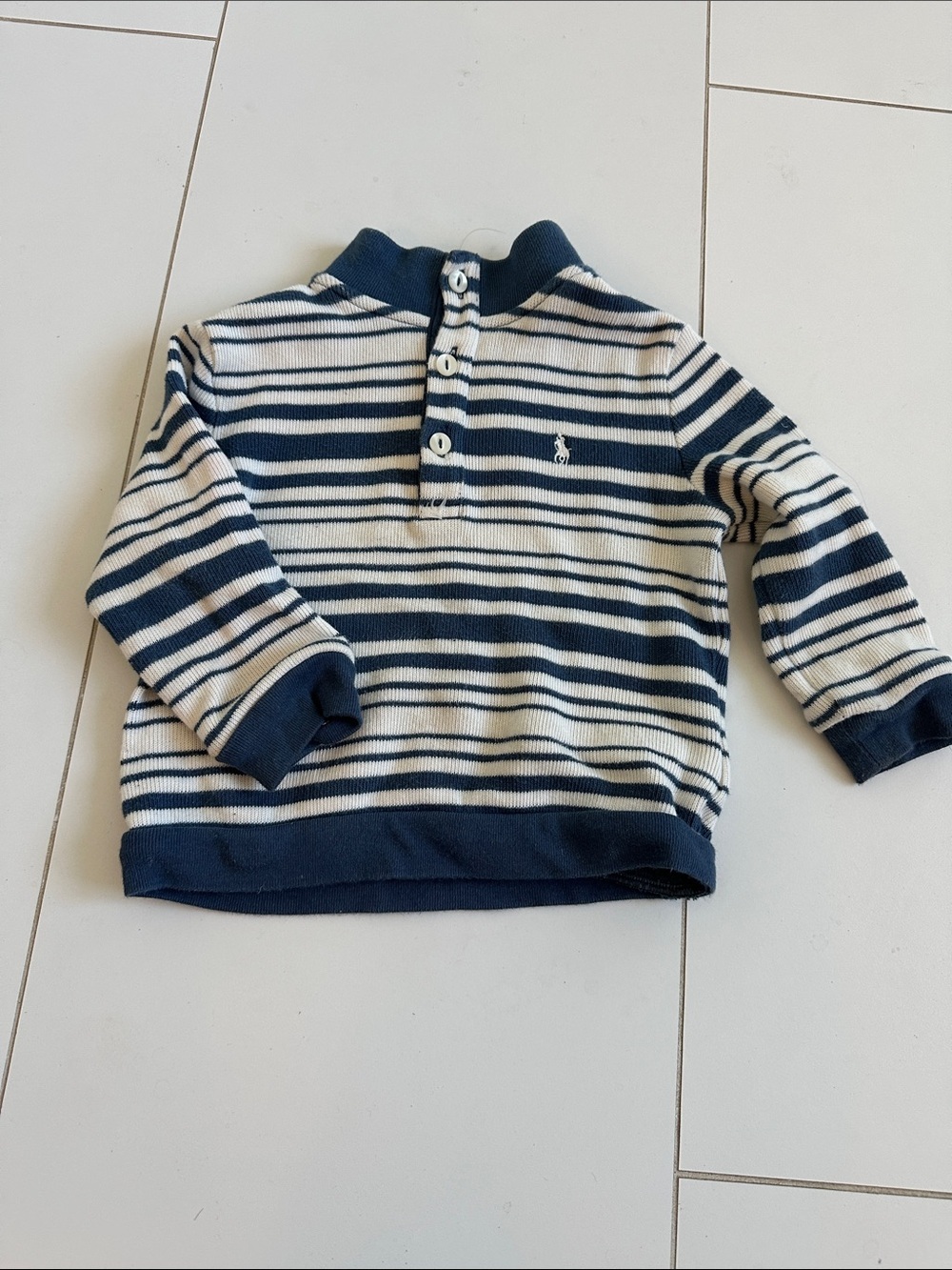 Ralph Lauren Navy & White Striped Kids Pullover Sweater 18m